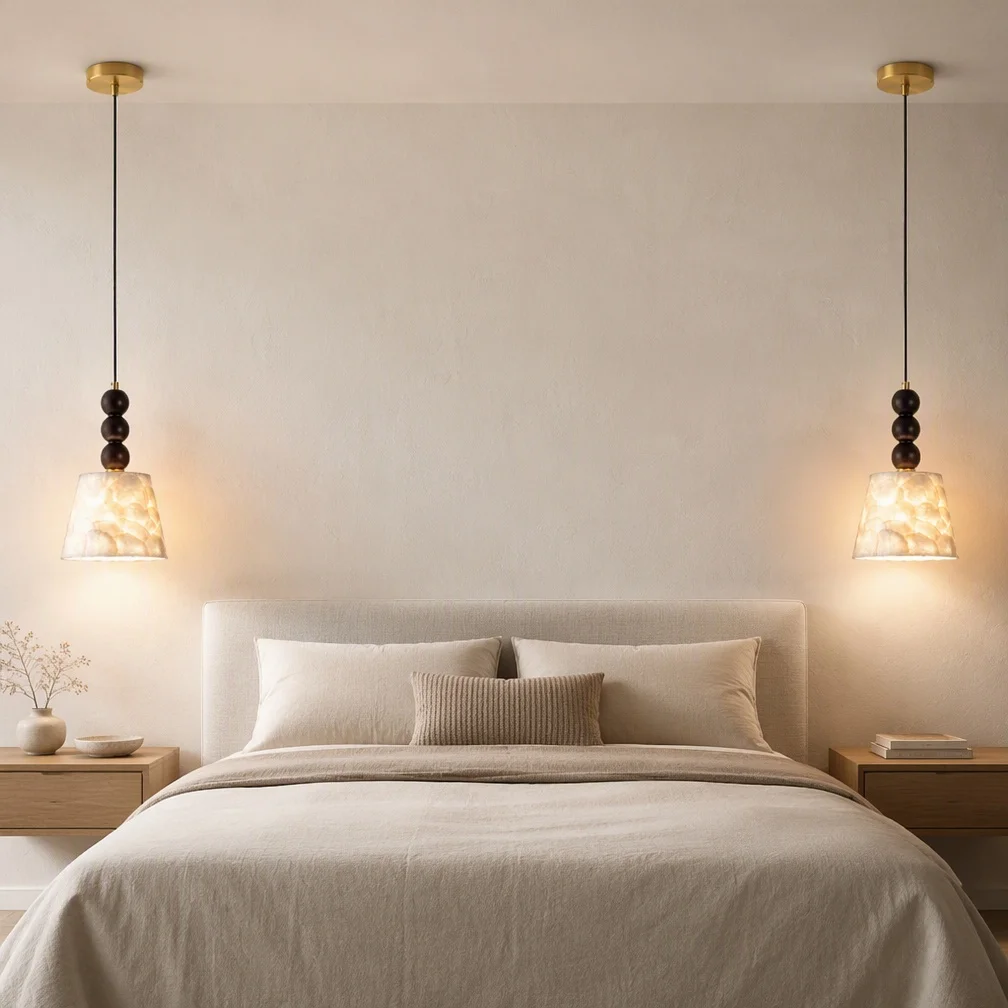 Luxury French Mid-Century Shell Pendant Lamp Retro LED Hanging Light Copper Decorat Chandelier for Home Dining Room Bedside Bar