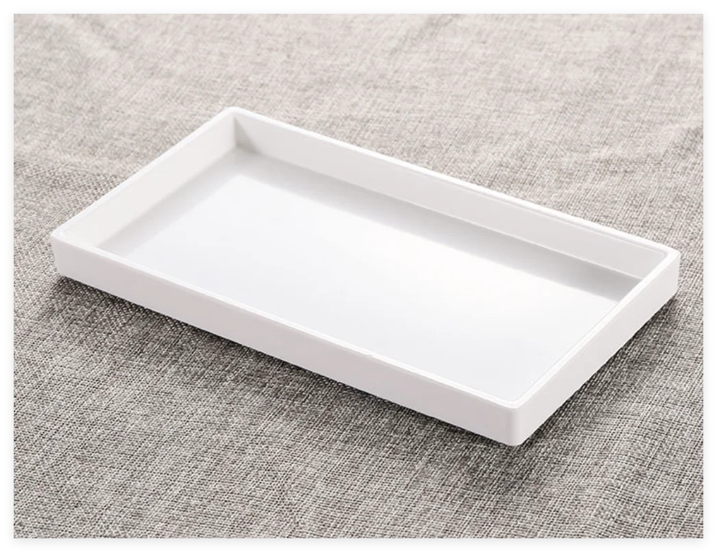 White Rectangular Melamine Tray Water Cup Tea Plate Creative Plastic Room Washing Storage tablet（Logo customized）