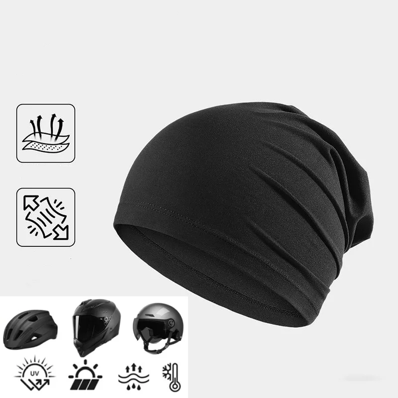 Cycling Under Helmet Breathable Stretch Beanie Skull Hat Unisex Sports Running Hiking Absorb Sweat Headwrap Turban Hat Liner Cap