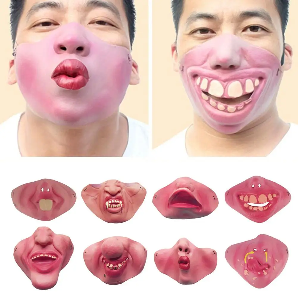 Latex Half Face Funny Clown Mask Cosplay Props Humorous Halloween Adult Masks Band Party Half Clown Mask Elastic Horrible F O4Q4