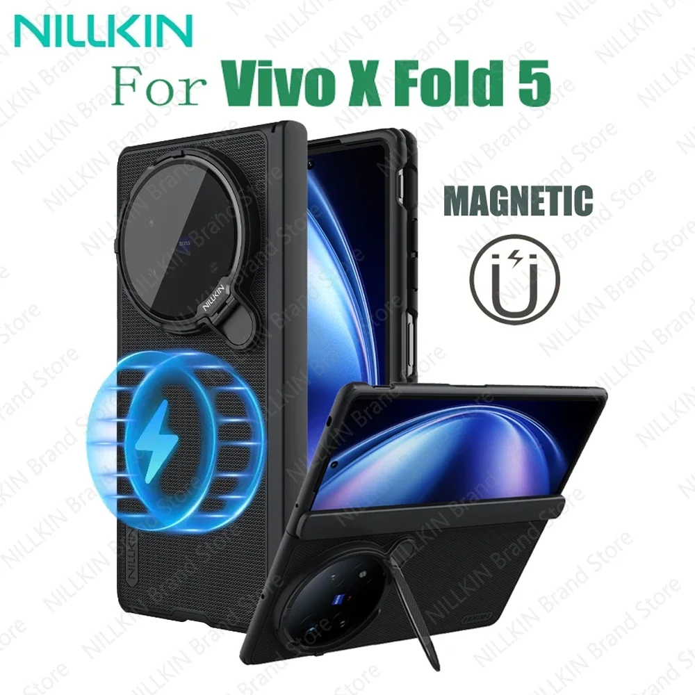 

For Vivo X Fold 5 MagSafe Case NILLKIN Frosted Shield Prop Magnetic Case Shockproof With Phone Holder Camera Cover For X Fold5
