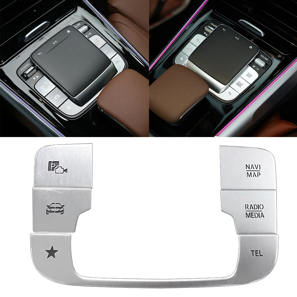 

5PCS Car Multimedia Mouse Button Sequins For Mercedes A Class W177 2019-2021 B Class W247 2020-2021 CLA C118 2020-2021 Silver