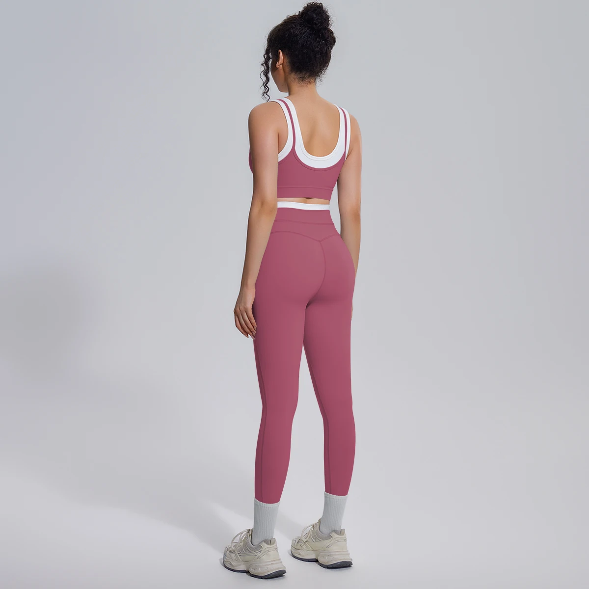 Rooftrellen 2-teiliges Yoga-Set für Damen, sexy Sport-BH, Yoga-Top mit Brustpolster, Farbblock-Design, Yoga-Hose mit Po-Formung, Damen-Fitness-Set – Detail 24