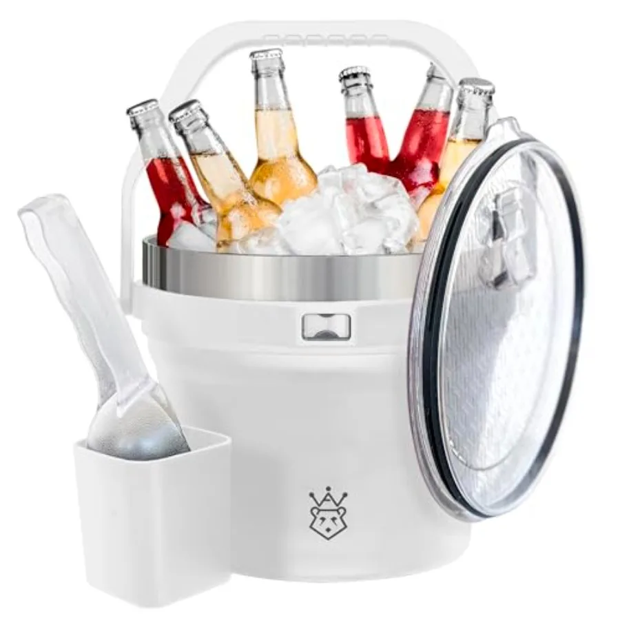 

Insulated Ice Bucket with Lid and Scoop-XL Double-Walled bar Essentials for Entertaining Holiday Party Stainless Steel Wine Chi