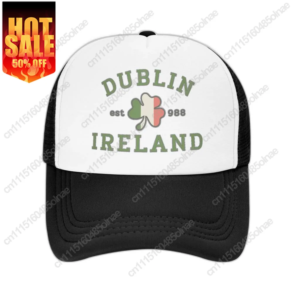 Dublin Ireland Saint Patricks Day Green Shamrock Baseball For Women Breathable Hat Performance Snapback Trucker Cap