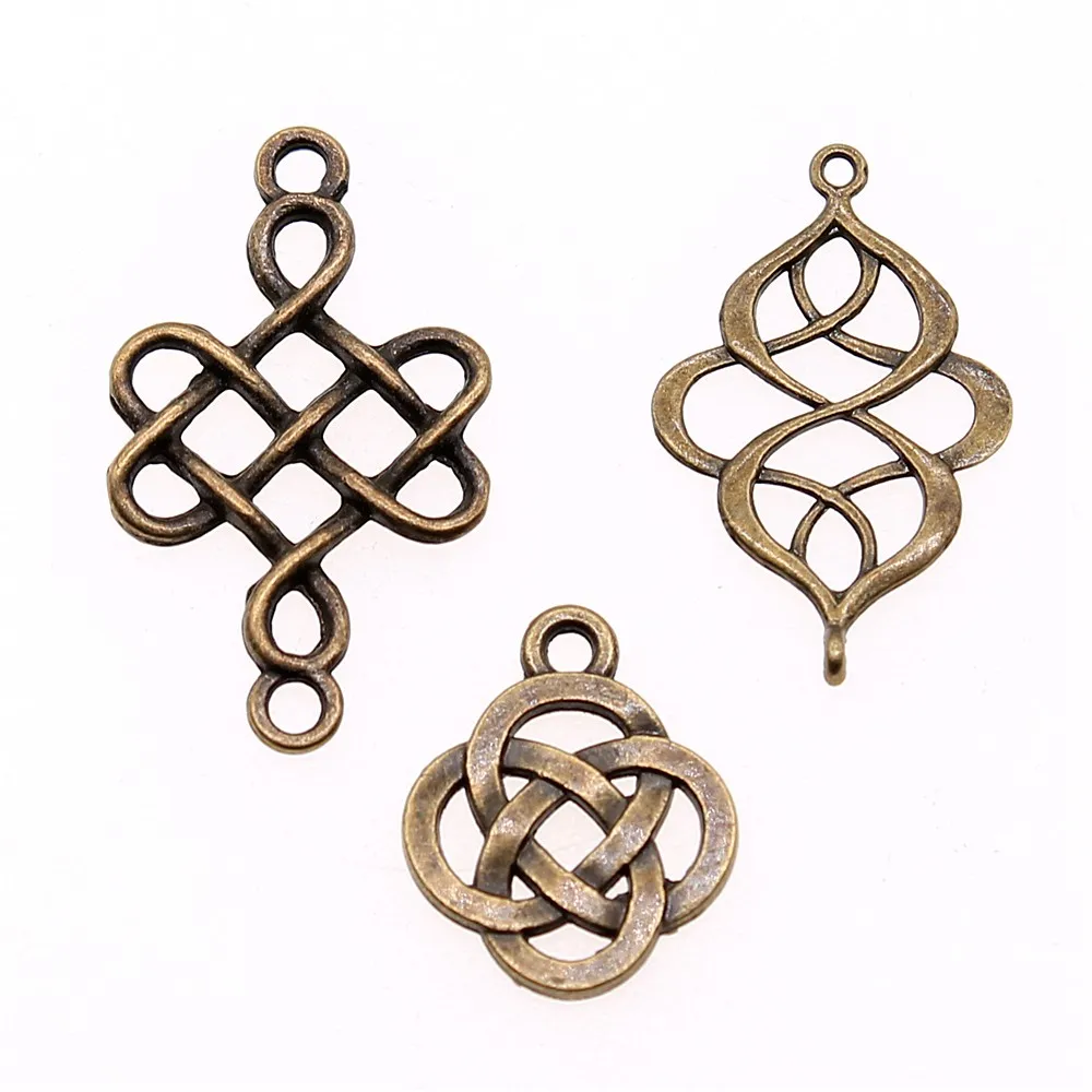 20pcs Charms Chinese Knot For Jewelry Making Jewelry Findings Antique Bronze Plated Chinese Knot Charms Connector