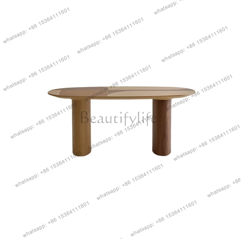 

French log style living room home study room long desk ash wood solid wood