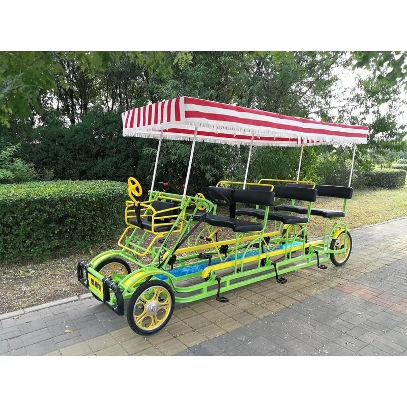 2026 Hot Sale Fashion 6 Seater Double Bike Quad Bicycle for Sightseeing Rental