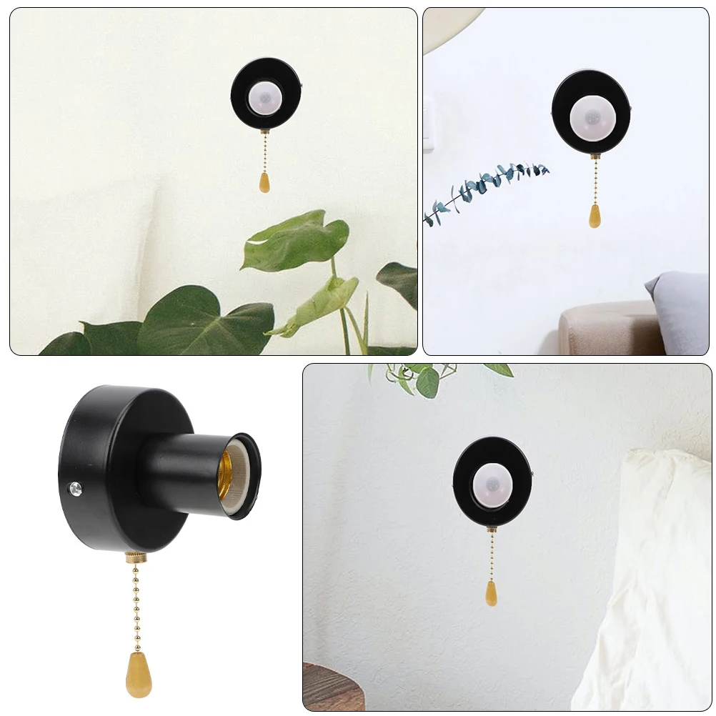 

Bedside Light Switch Lamp Holder Pull Chain Simple Fixture Wall Ceiling Light Socket Replacement Easy Install Clean Long Lasting
