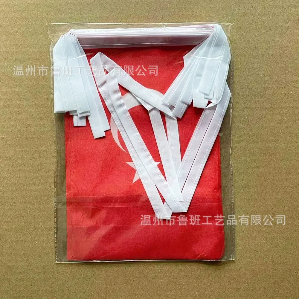 Turkey Flags 14x21cm 20pcs/lot Turkey String Flags Pennant Bunting Banner for Festival Party Decoration
