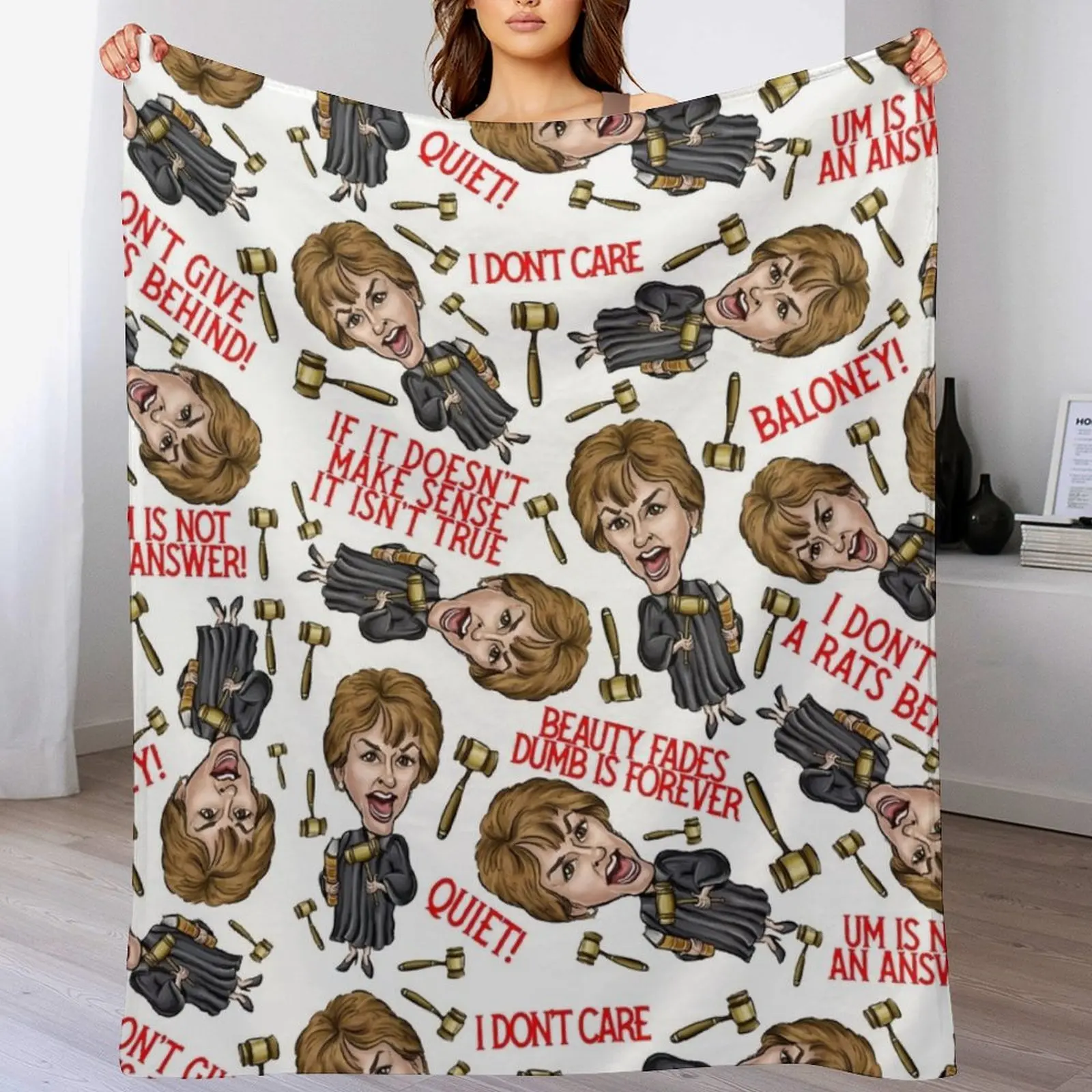 White Judge Judy Print Throw Blanket decorative Decorative Sofas Blankets For Baby Blankets