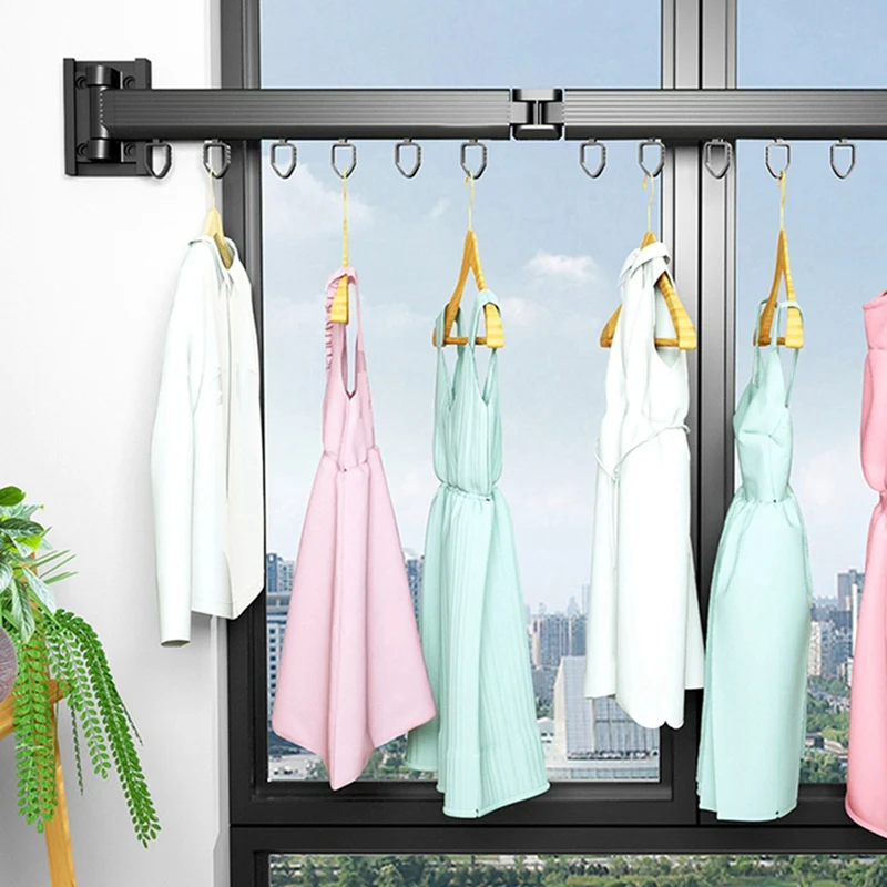 

Wall Mounted Clothes Drying Rack, Retractablecollapsible Laundry Space Saver, Tri-Fold Design,