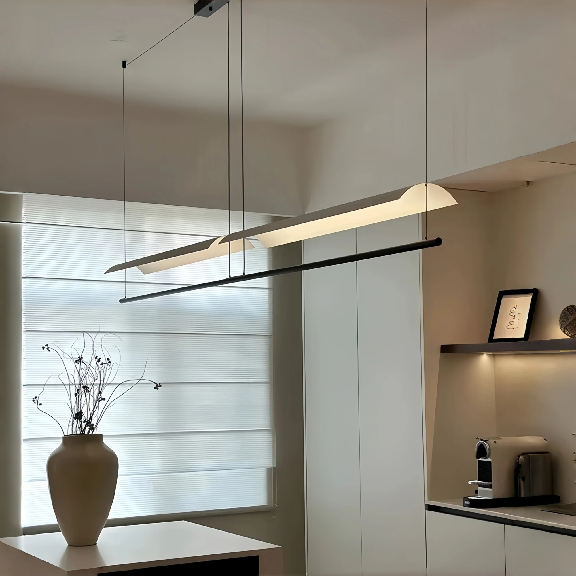 

Modern WabiSabi Pendant Light Minimalist Long Strip Hanging Lamp Eave Acrylic Chandelier For Dining Living Room Office Kitchen