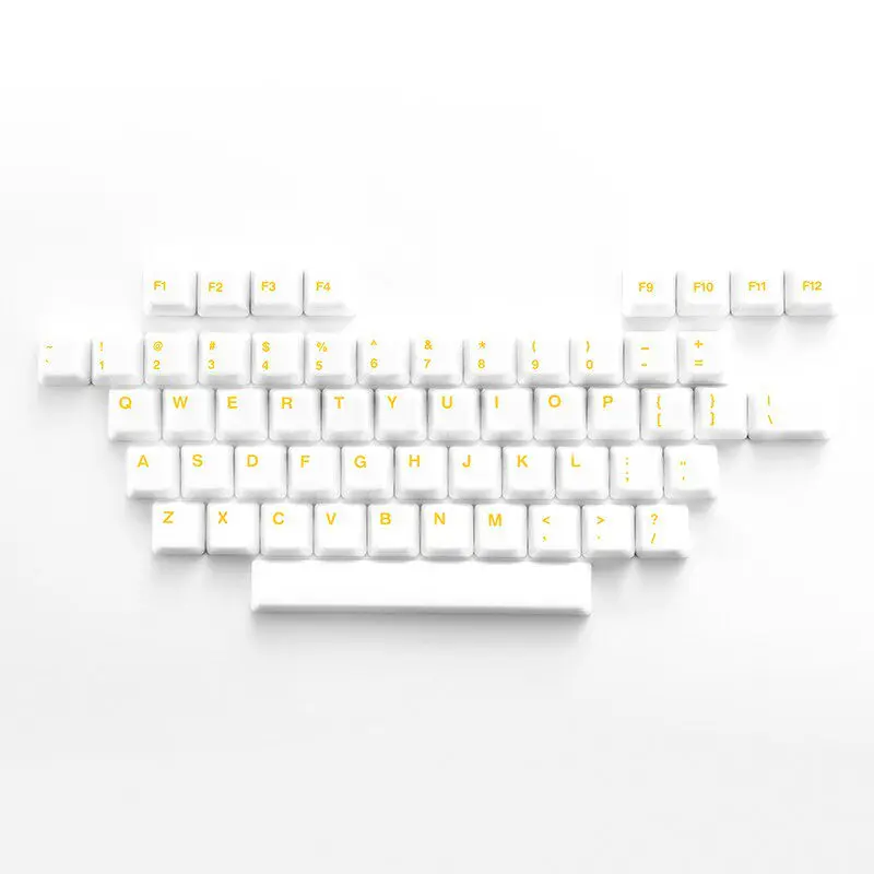 Ceramic Keycap Set A Character Area White-Yellow Custom Keycaps for Mechanical Keyboard Magnetic Axis Key Caps PC Collect Gifts