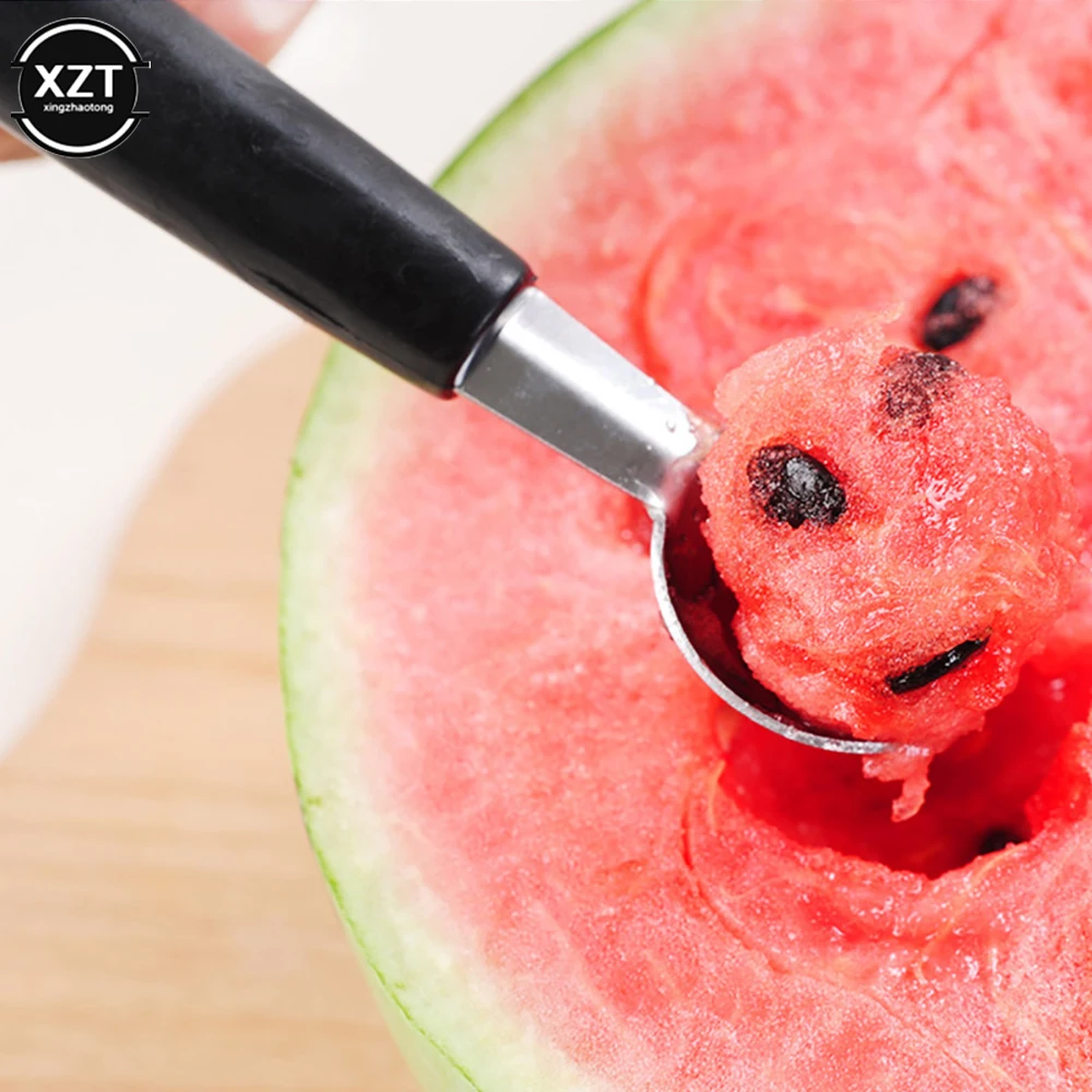 2in1 Dual-head Fruit Ball Carving Knife Kiwi Fruit Waterlemon Scoop Melon Digger Fruit Jar Mashed Potato Baller Ice Cream Spoon