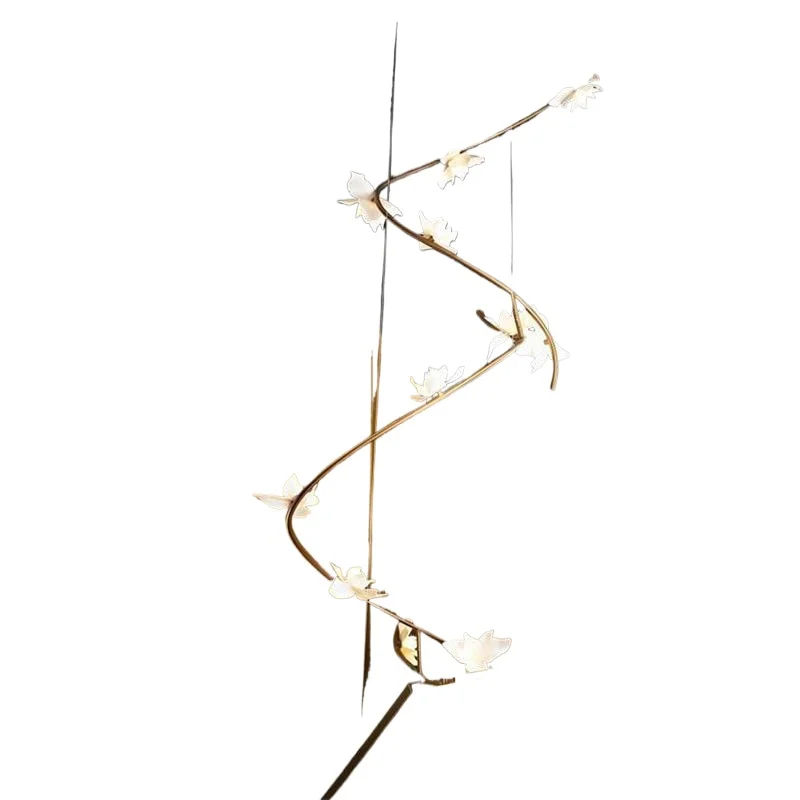 

Modern simple staircase chandelier cladding floor living room lamp villa rotating staircase tea room ceramic magnolia decorative