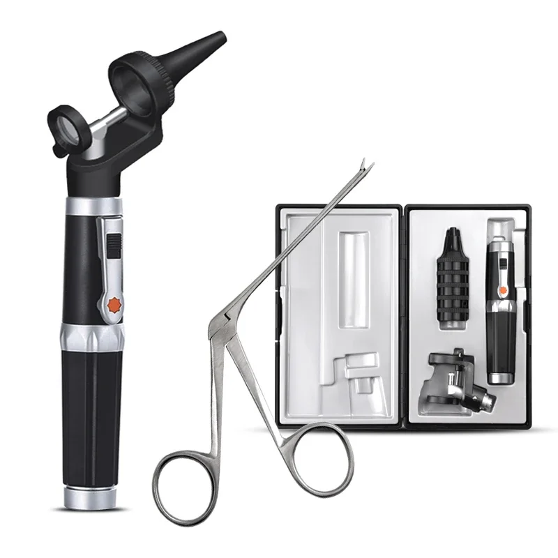 LED Ear Nose Earwax Remover Cleaning Tweezers Wax Pliers Otoscope Endoscope Light with Alligator Crocodile Forceps & Speculum A1
