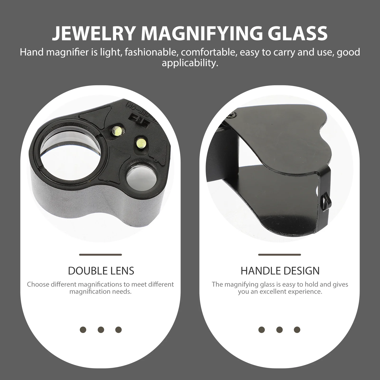 

30X 60X Jewelry Magnifier Led Illuminated Portable Magnifying Glass For Gems Appraisal Antiques Inspection Handheld Loupe Gem