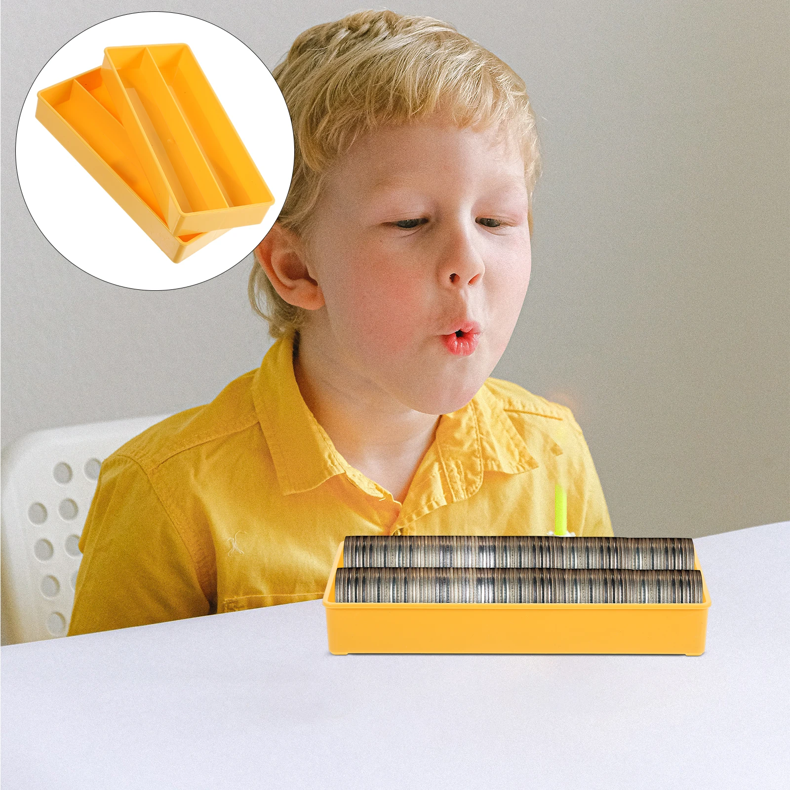 

2 Pcs Coin Holder Change Storage Box Bank Accessory Banknotes Holders Yellow Sturdy Case