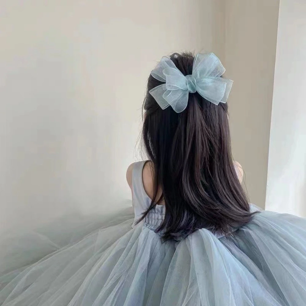 Korean Mesh Gauze Bow Baby Hairpins Fairy Princess Girl Back Head Hair Clips Top Clips Side Clip Kids Headwear Bair Accessories