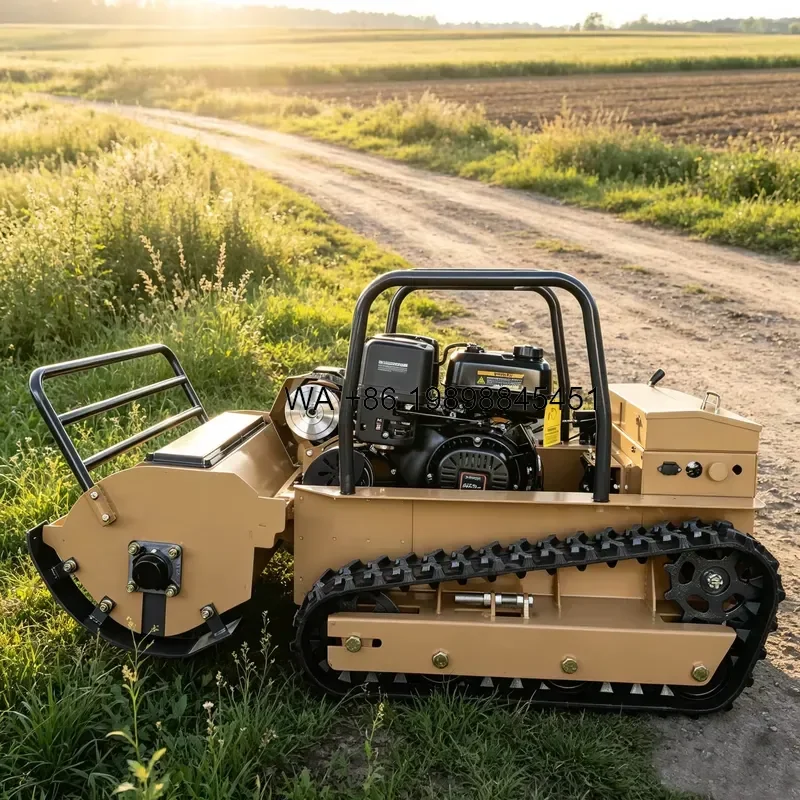 Wmwmnu for 15-18HP Control Crawler Flail Mower R120 Rubber Track Hillside Grass Cutter 4800sqm/h Farm Orchard Slope