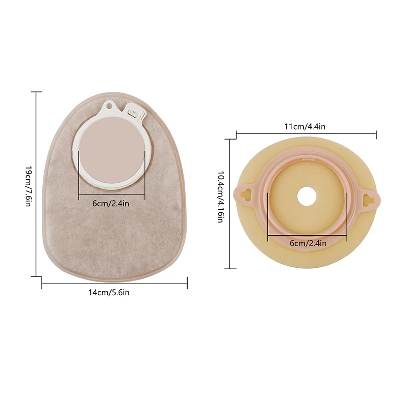 30 Bags+6 Barriers Ostomy Supplies Colostomy Bags Two Piece Drainable Pouches With Hoop And Look Ileostomy Stoma Care