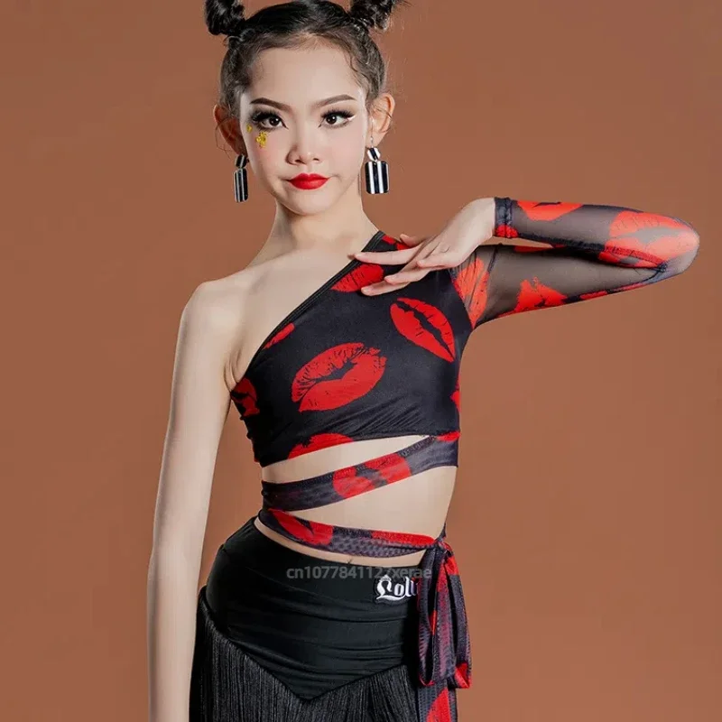 

Платье для латинских танцев в стиле Лолиты, детское летнее черное танцевальное платье, элитное тренировочное платье для девочек, детский костюм для выступлений