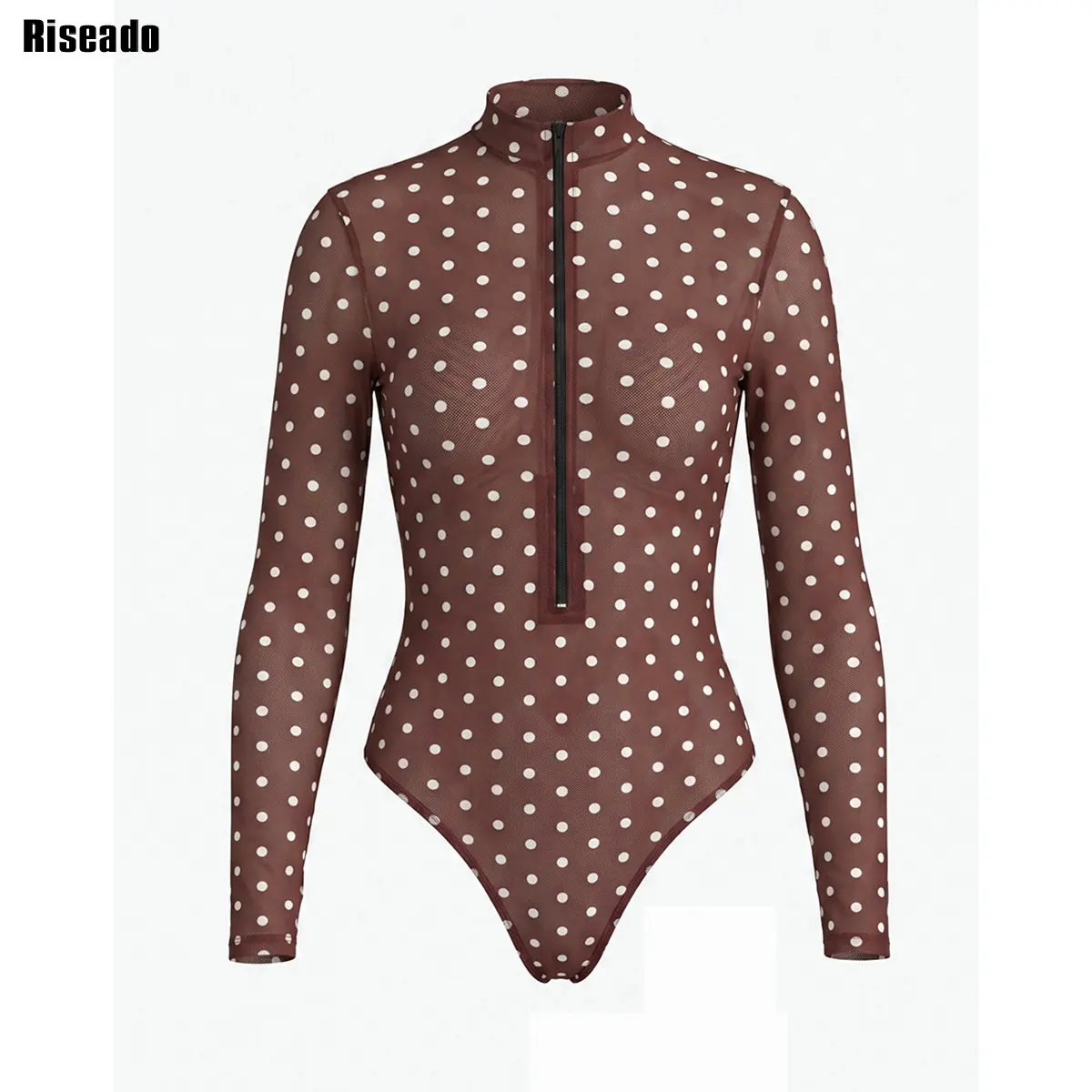 2026 Mesh Swimsuit Long Sleeve Printed Sexy Zipper Surfing Suit Beach Vacation Swimsuit‌ Bathing Suit SPF 35+ Sun Protection