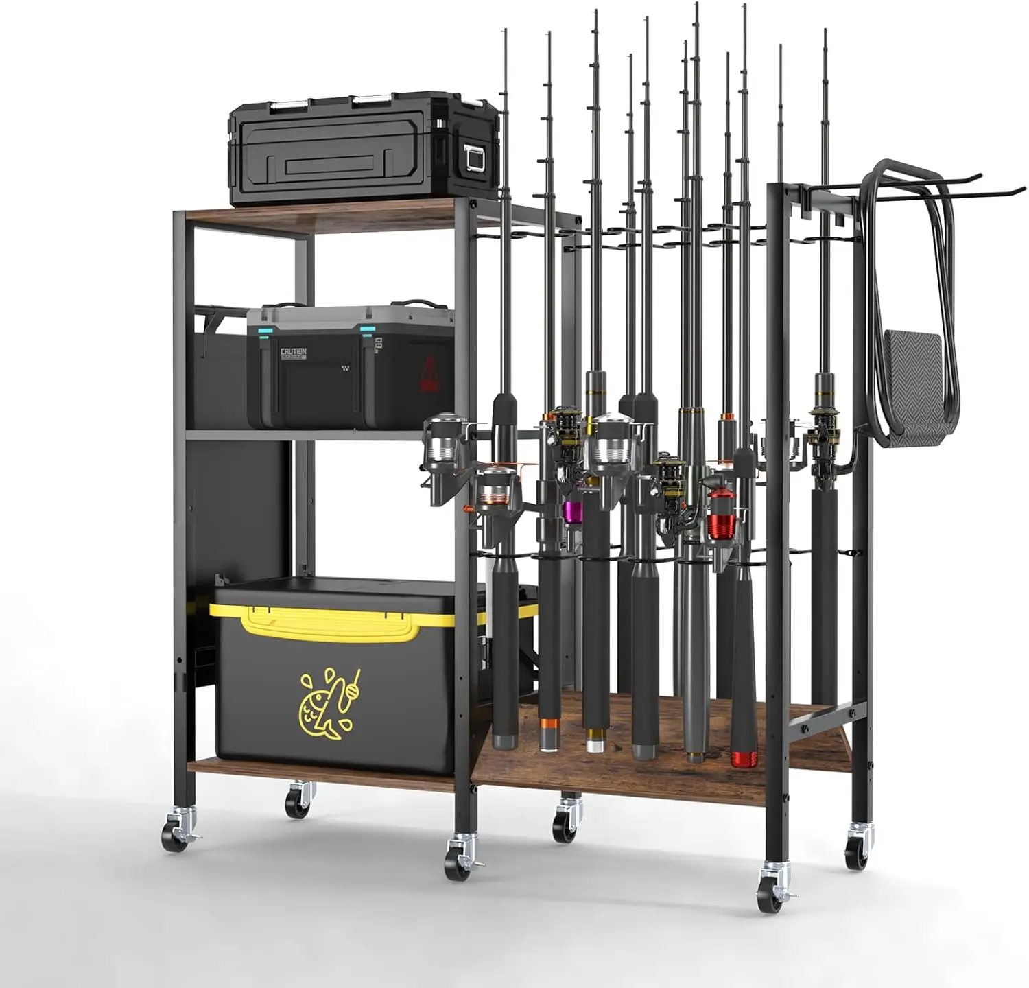 

Держатели для удочек для гаража, вмещают 12 удилищ диаметром до 1,57 дюйма, для организации рыболовных снастей