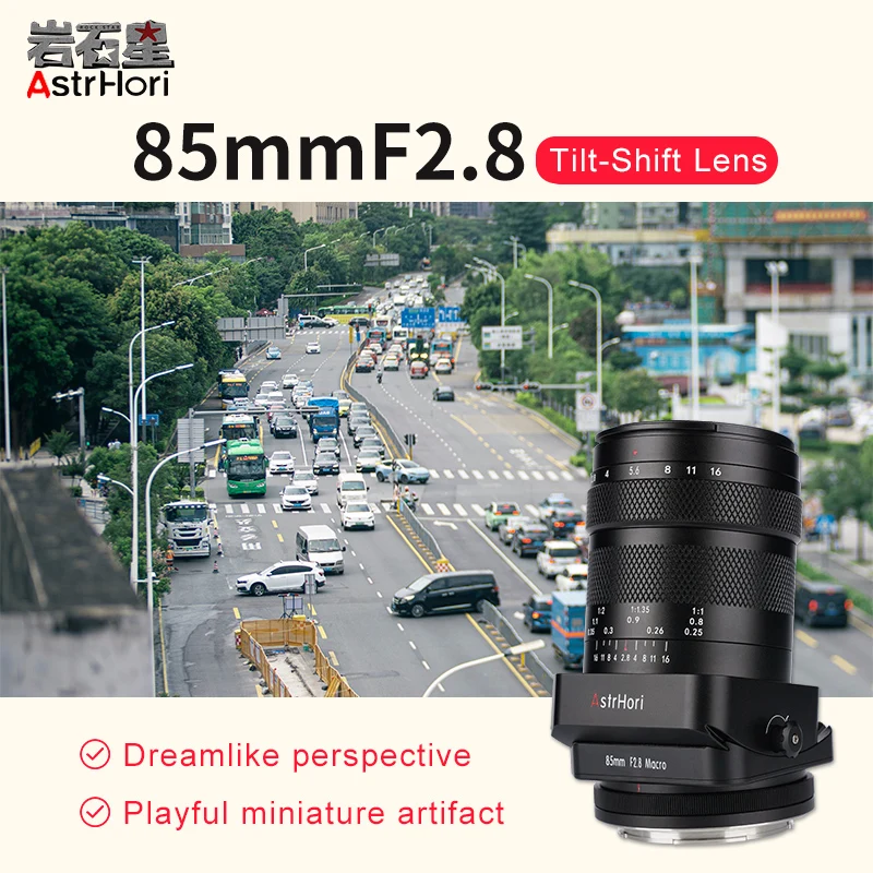 AstrHori 85mm F2.8 Full Frame Macro Tilt-shift Lente Manual para Sony E Nikon Z Fuji X Canon R RF EOSR Leica L Sigma L Mount