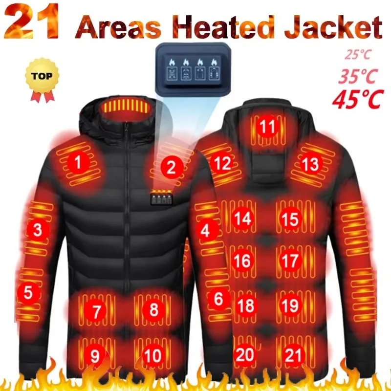 21 Areas Heated Jacket Men Jacket Heated Winter Electric Usb Heater Tactical Jacket Man Thermal Vest Body Warmer Coat NEW