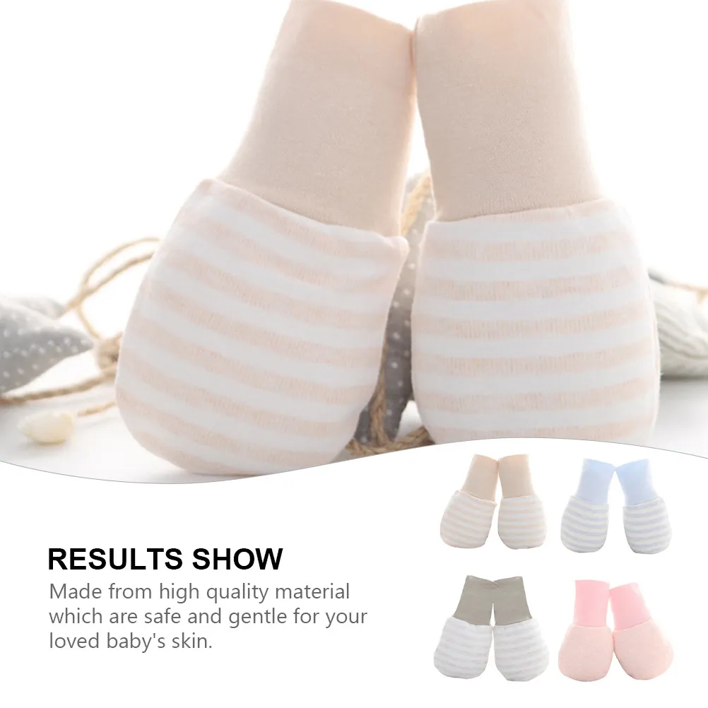 

4Pairs Baby Anti Scratch Mittens Newborn Infant Soft Cotton Gloves Warm Adjustable Protection Winter Infants Anti-Scratch Gloves