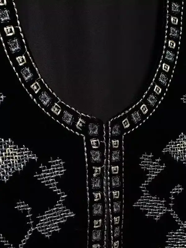 

Bla Embroidered Velvet Jaet Women's Faion Spring Autumn New Arrival Bead Inlay High-End Feeling Loose Fit Long Sve