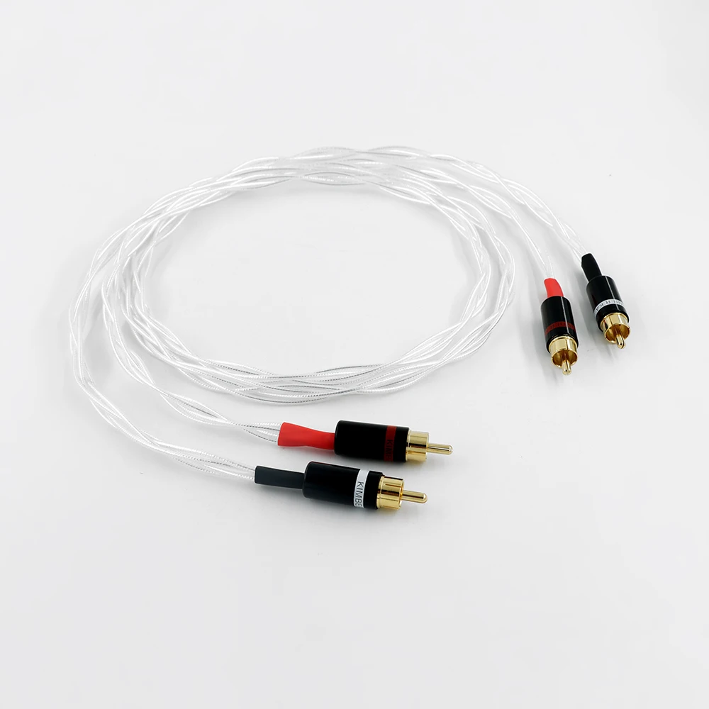 Серебряный соединительный кабель RCA премиум-класса 2, позолоченный для компакт-дисков/усилителей ​