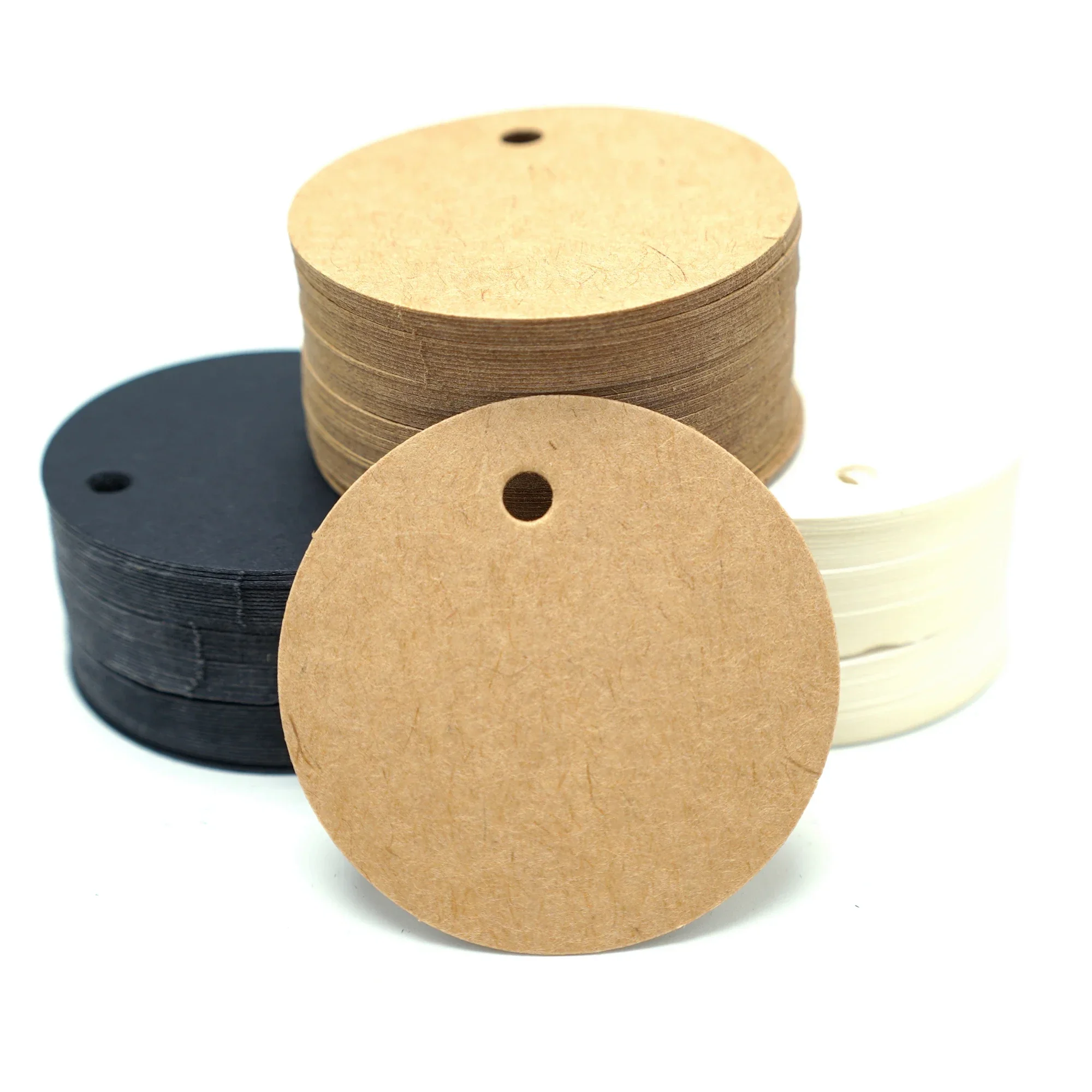 White Black Brown Kraft Paper Tags Round Luggage Note Wedding Invitations Cards Blank Price Hang Tag 5cm 100pcs/lot