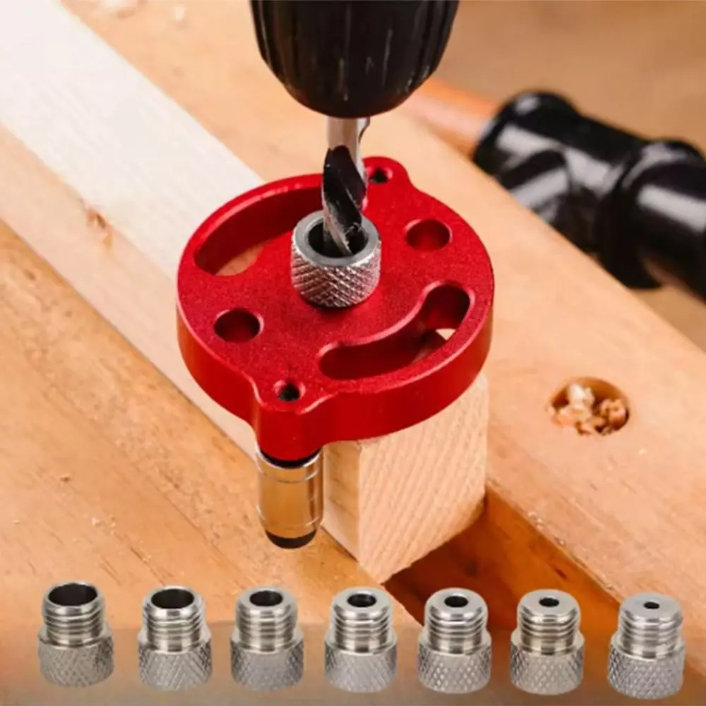 3-10mm Vertical Doweling Jig Kit with 3/8 Steel Bushing Aluminum Alloy Self Centering Drill Guide Locator Vertical Positioning