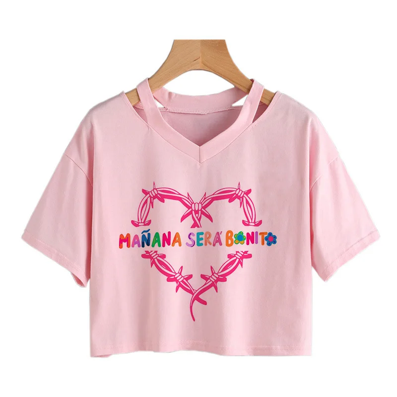 New in Karol G Heart Crop Tops Women Manana Sera Bonito Cropped Tshirt Tomorrow Will Be Nice Graphic T-shirt Funny Y2k TShirt