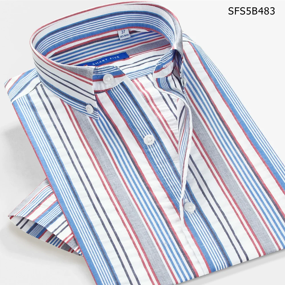 

SMART FIVE Striped Casual Shirts Camisa Hawaiana Summer Men Brand Shirt Designer Clothes Men Shirts With Short Sleeve 2022