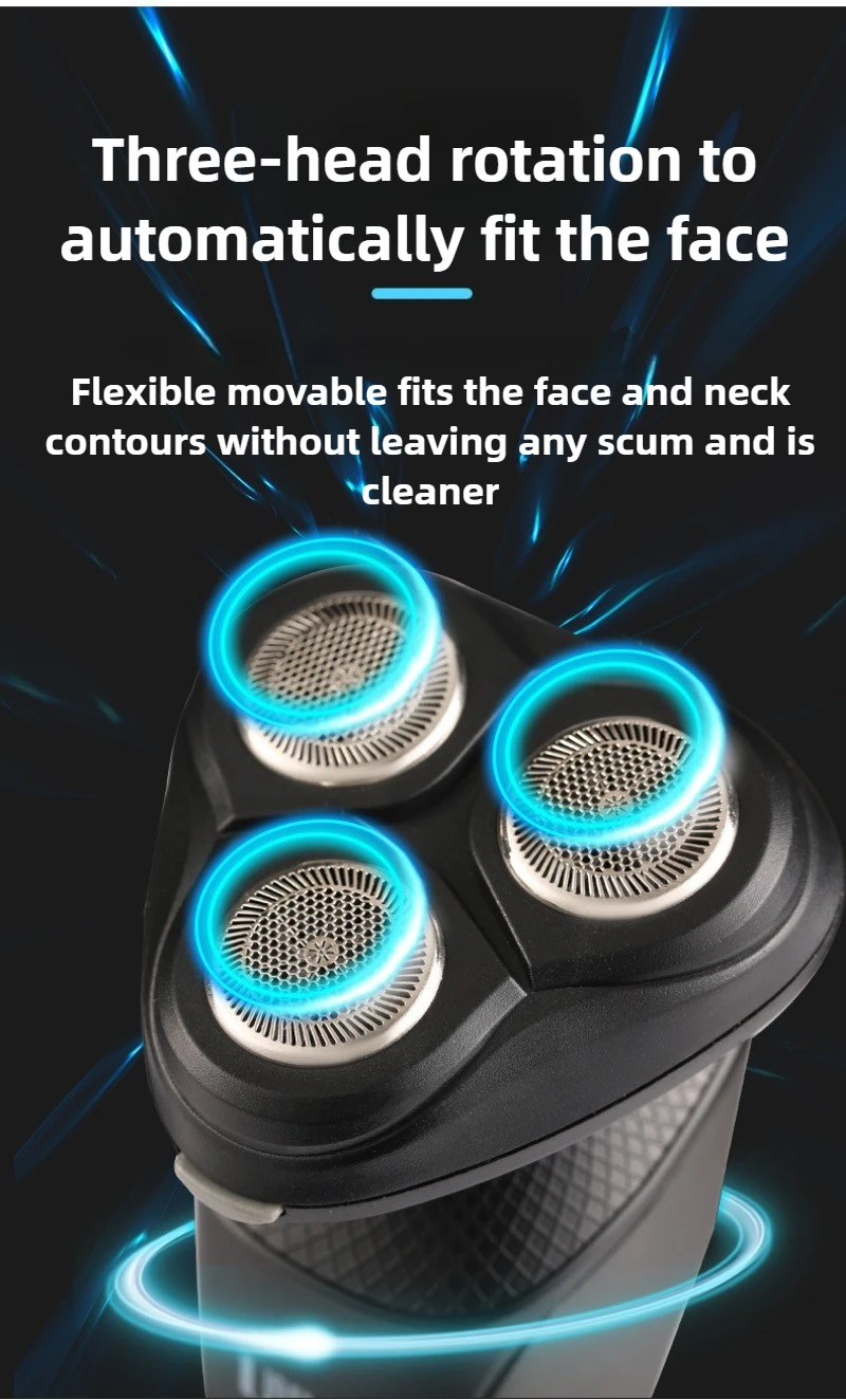 220V Electric Shavers for Mens Waterproof Electric Trimmer Razor Wet & Amp Dry Rotary Shavers Machine Shaving USB Charging