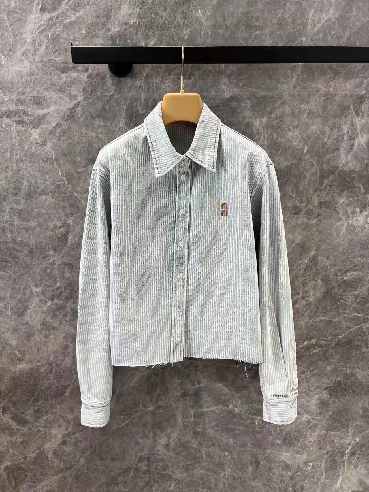

2025 New Fashion Early Spring Striped Lel Shirt Women's Embroidered Top Women's College Style Casual Two-piece
