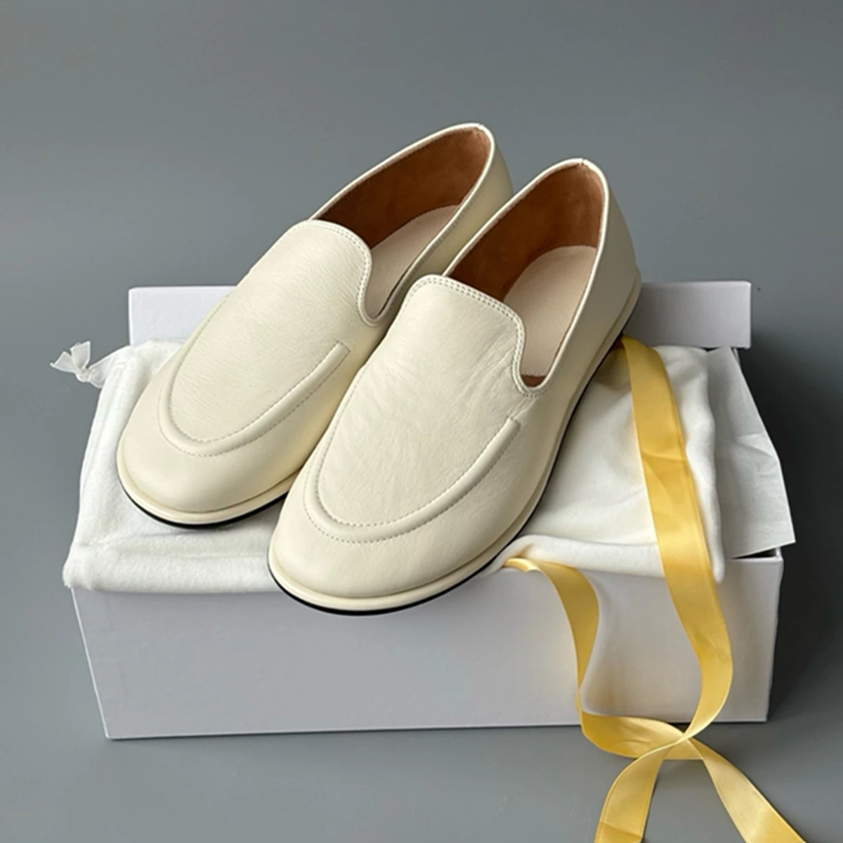 

Jenny&Dave 2026 Summer Minimalist Vintage Round Toe Lychee Patterned Cowhide Loafers Shoes Soft And Comfortable Flat Shoes Women