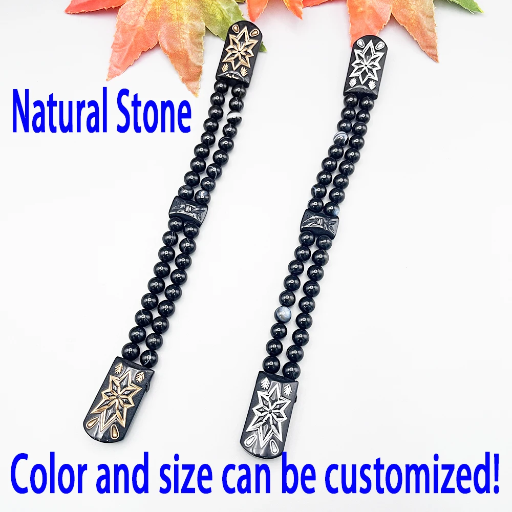 NJ101 New Rosary Natural Stone Black Agate Can Rotate Flip Bringing Health Prayer Changing Destiny Meditation Jewelry Decoration