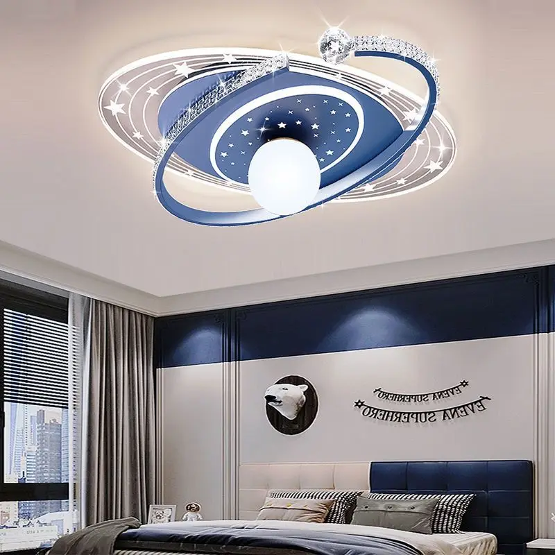 Modern Bedroom Ceiling Lamp Planet Ball Space Star Led Ceiling Lights Children Room Chandelier Kids Girl Nursery Pink Deco Lamps