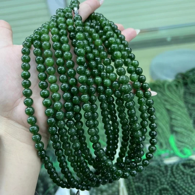 Hetian jade 8mm long mother necklace sweater chain Buddhist loose beads jewelry accessories