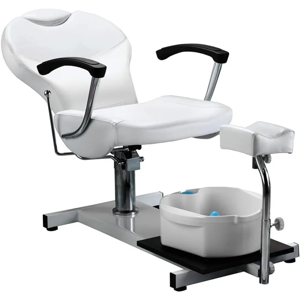 Cadeira reclinável para pedicure, unidade hidráulica ajustável para pedicure, estação spastation, cadeira para estação, técnico, tecnologia, branco