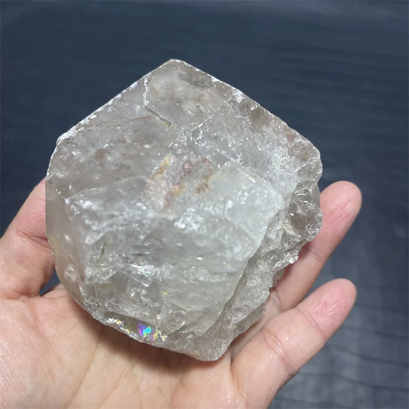 615g Rainbow Clear Lemurian Seed Quartz Natural Point Cluster Crystal Rough Healing