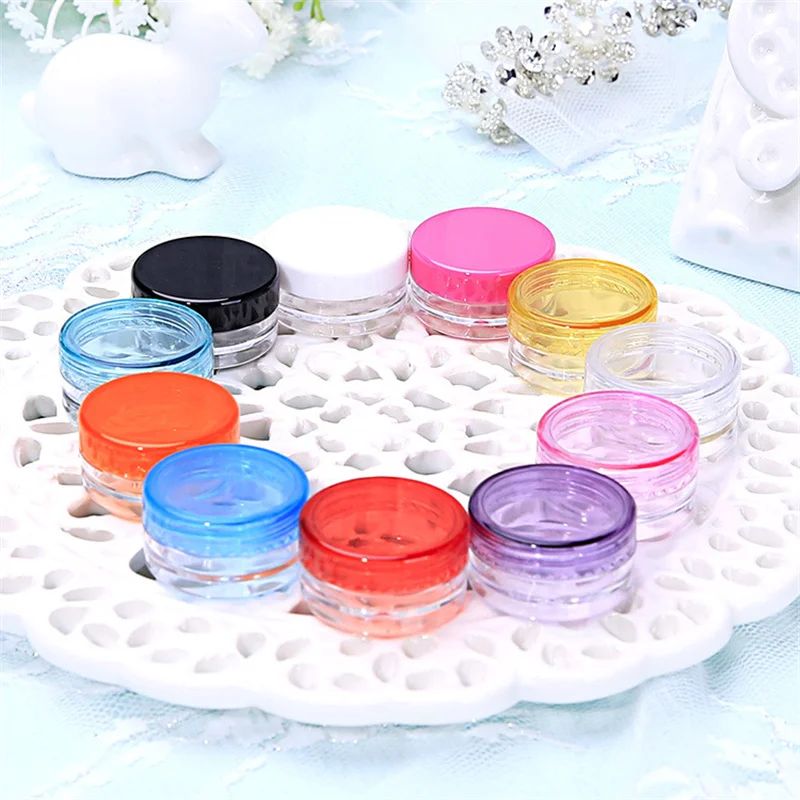 1Pcs 3g 5g Plastic Cosmetic Empty Jar Pot Box Nail Art Powder Bead Storage Container Round Makeup Portable Sample Bottle