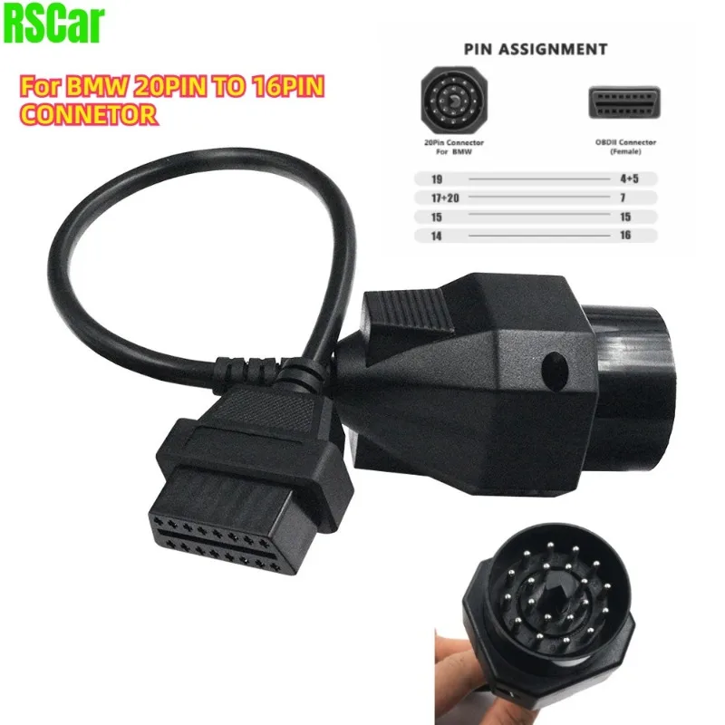 Car OBD Extension Adapter for BMW 20pin To OBD2 16PIN Female Connector E36 E39 X5 Z3 for BMW 20 Pin OBD2 Car Diagnostic Cable