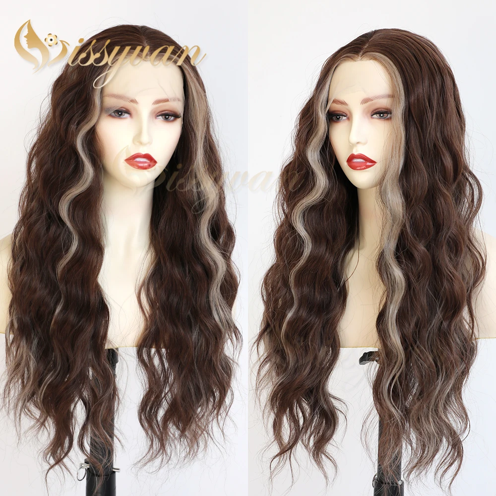 Missyvan Blonde Highlighted in Brown Color Hair Synthetic Lace Front Wigs Losse Wave Wig for Black Women