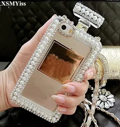 Fashion Bling Diamond Pearl Perfume Bottle Chain Handbag Cover For iPhone 13 14 12 16Pro X XS MAX XR 15  16Plus Phone Case